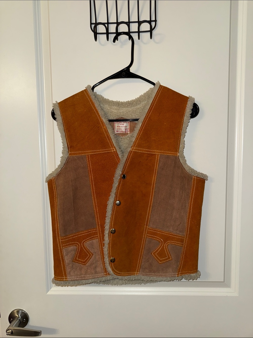Source Unknown Two-Tone Brown Suede-Look Shearling Vest